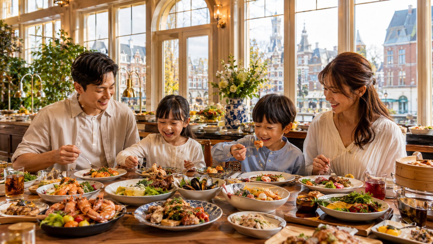 スタッフのサービスと充実したビュッフェ
